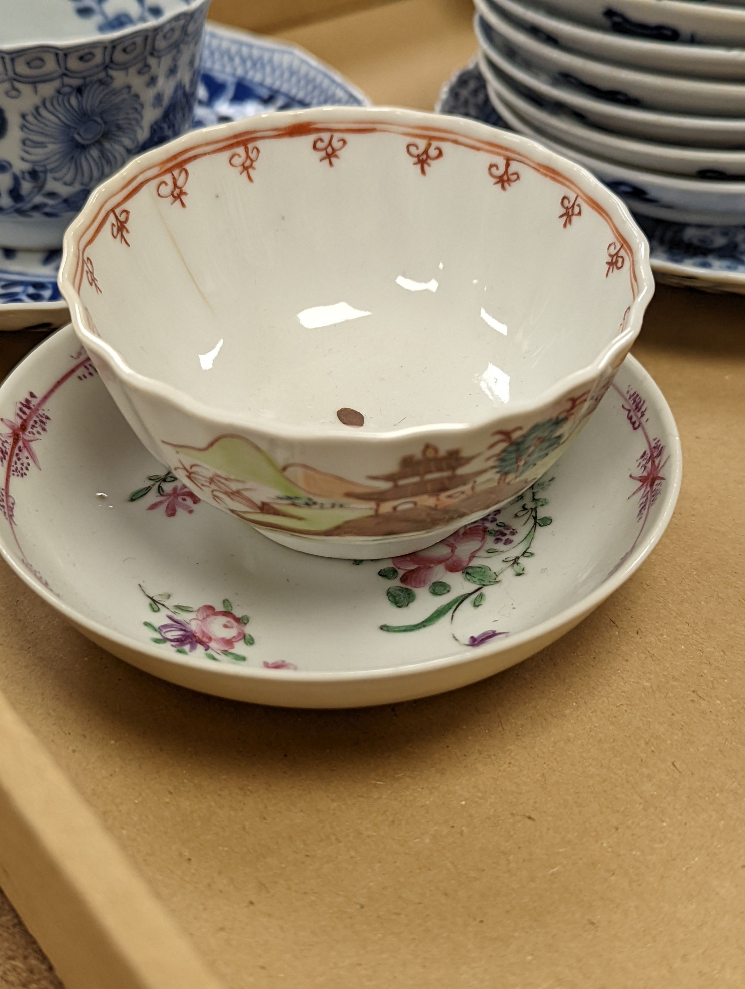 A group of Chinese porcelain teabowls and saucers, 18th-20th century